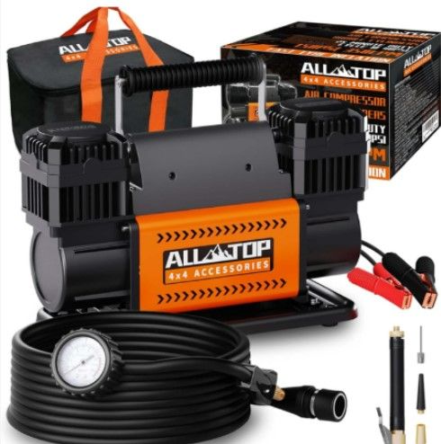 Photo 1 of ALL-TOP Air Compressor Kit, Dual Cylinder 12V Portable Inflator 12.35 ft³/Min, Offroad Air Compressor Pump for Truck Tires, Heavy Duty Max 150 PSI for 4x4 Vehicle & RV