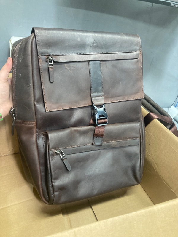 Photo 1 of  Dark Brown Top Grain Leather Backpack for Men 