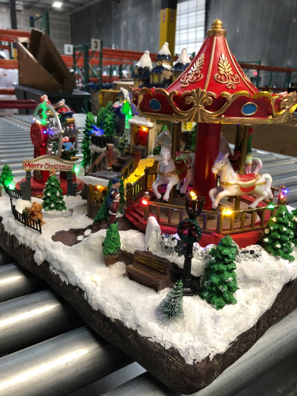 Photo 3 of (READ FULL POST) Alpine Corporation Animated Musical Christmas Theme Park Decor with 37 Multicolor LED Lights, 8 Holiday Songs, Moving Rides, and 5.6' Cord, 19" L x 12" W x 12" H
