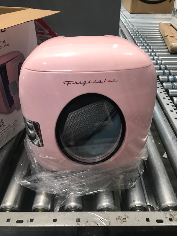 Photo 2 of (READ FULL POST) Frigidaire EFMIS462 Retro 12-Can Mini Personal Fridge Portable Cooler for Car, Office, Bedroom, Dorm Room, or Cabin, 11.22"D x 12.6"W x 12.6"H, Pink Pink Cooler