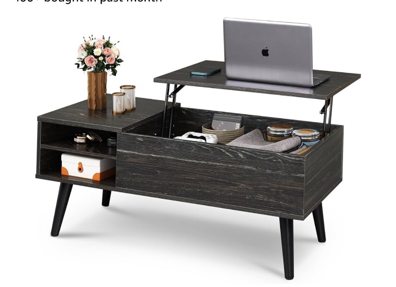 Photo 1 of *STOCK PHOTO JUST FOR REFERENCE** *PREVIOUSLY ASSEMBLED*WLIVE Wood Lift Top Coffee Table with Hidden Compartment and Adjustable Storage Shelf, Lift Tabletop Dining Table for Home Living Room, Office,BROWN