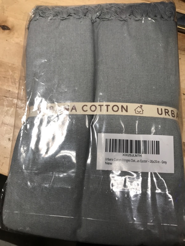 Photo 1 of 100% Cotton 20x20 Inch Highly Absorbent Super Soft Set of 12 Fringes Kitchen Towel Reusable Hotel Quality Premium Cloth Dinner Napkins Washable Table Napkin for Restaurant Wedding, Grey Fringes Napkin (20"x20") Gray