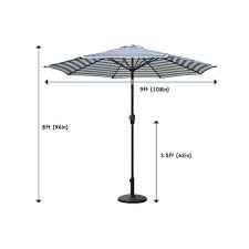 Photo 1 of allen + roth 9-ft Aluminum Blue Auto-tilt Market Patio Umbrella with Lights
