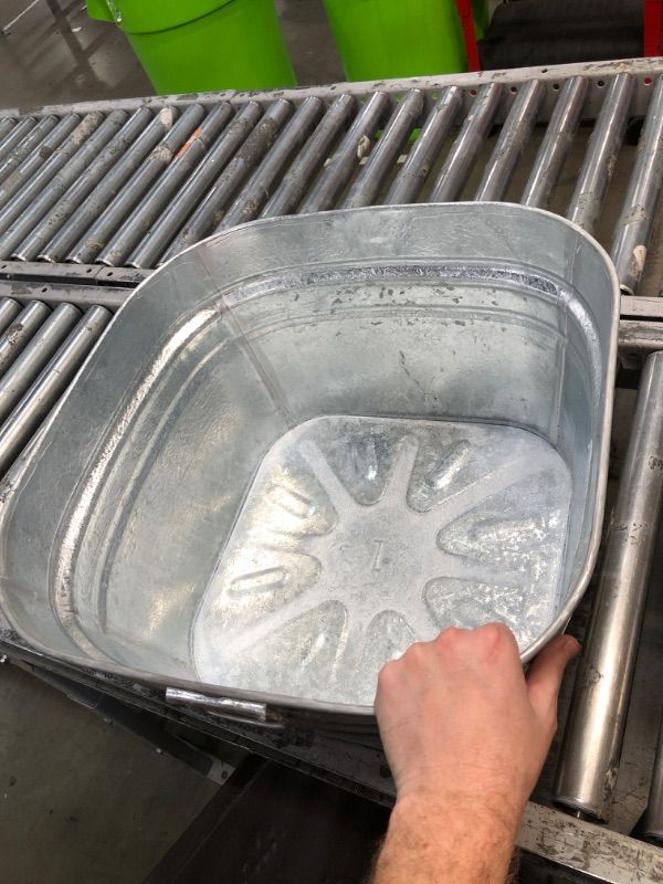 Photo 3 of  Square Tub Galvanized Metal Bucket, Rusted Gray