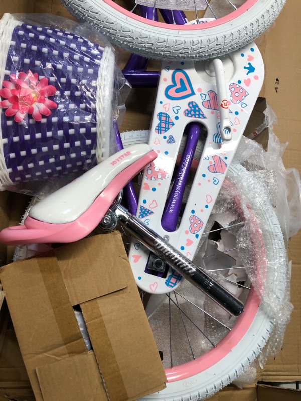 Photo 3 of (READ FULL POST) JOYSTAR 18 Inch Girls Bike for 5 6 7 8 9 Years Old Kids Bike for Ages 5-8 Years Girls with Training Wheels and Basket 18" Children Bikes Bicycle with Handbrake in Purple