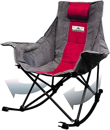 Photo 1 of *****STOCK IMAGE FOR SAMPLE*****
High Sierra Folding Rocking Chair for Outdoor, Camping, Beach, and Patio, Cupholder-Free to Prevent Spills, Built-in Padded Pillow, No Assembly Required, Extra Wide Seat
