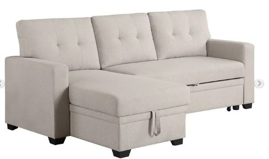 Photo 1 of ***THIS IS ONLY BOX 1/3****Devion Furniture Polyester Fabric Reversible Sleeper Sectional Sofa-Beige