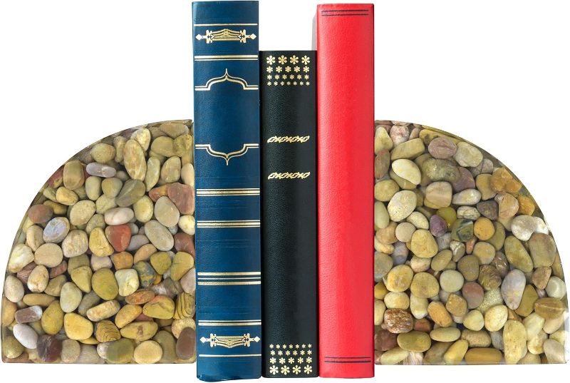 Photo 1 of 
Natural Stone Pebbles Book Ends Bookends for Shelves Decorative Heavy Books