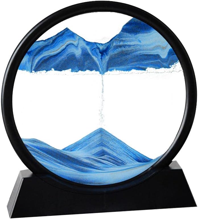 Photo 1 of Arthink Moving Sand Art Picture,Liquid Motion 3D Sea Sandscape in Motion Display, Flowing Sand Frame Desktop Art Bookshelves Home Office Decoration (12 inch