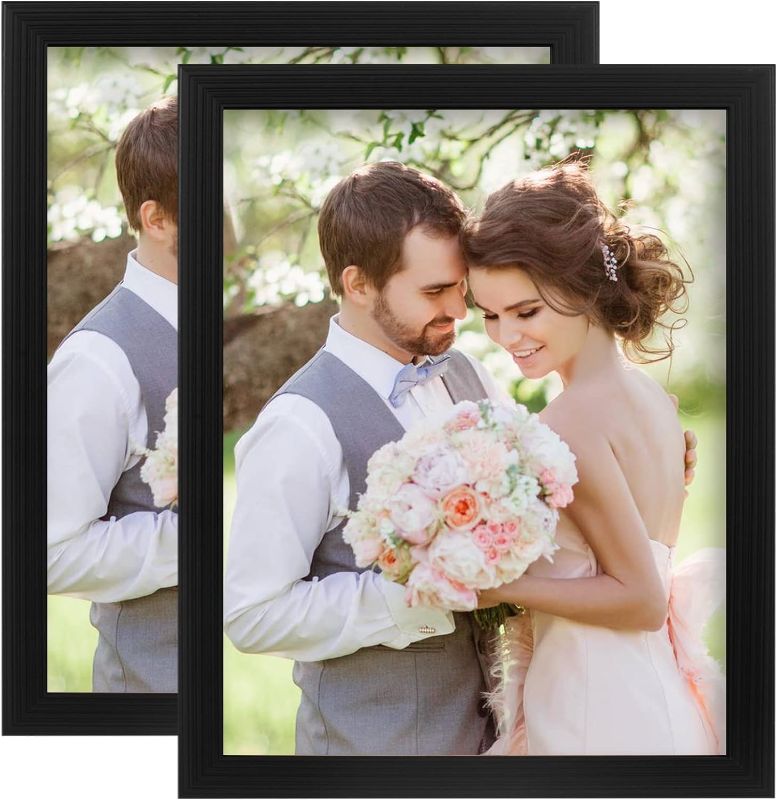 Photo 1 of 2 Pack 8x10 Black Picture Frame for Wall and Tabletop Display, Photo Picture Frame with Clear Display