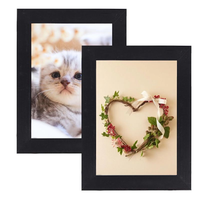 Photo 1 of 2 pack 8x10 Picture Frame,photo frame for wall hanging and tabletop display for rustic home & office Black