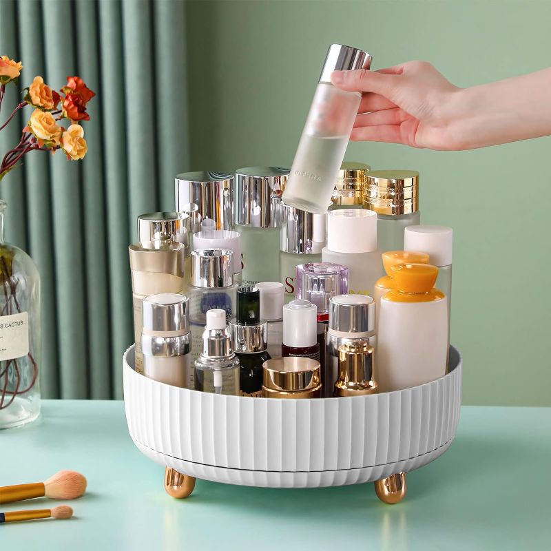 Photo 1 of 
funest Makeup Perfume Organizer, 360 Degree Rotating Lazy Susan Cosmetic Desk Storage Lotions Display Case Round Tray with Large Capacity, for Your Jewelry