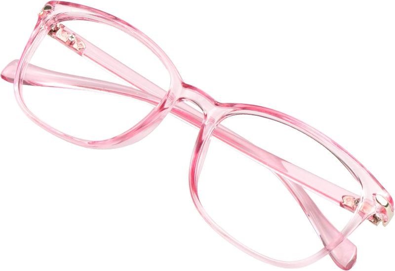 Photo 1 of 
VisionGlobal Blue Light Blocking Glasses for Women, Anti Eyestrain, Computer Reading, TV Glasses, Stylish Square Frame, Anti Glare(Clear Pink,+1.50.