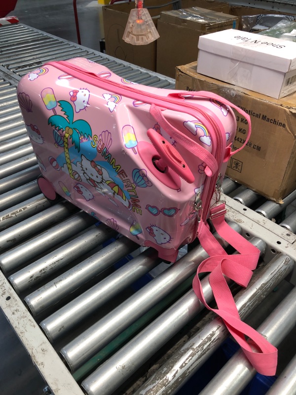 Photo 2 of (READ FULL POST) FULL Hello Kitty 19 Inch Carry On Luggage, Kids Ride On Suitcase with Spinner Wheels, Hardshell Rolling Travel Trolley, Pink