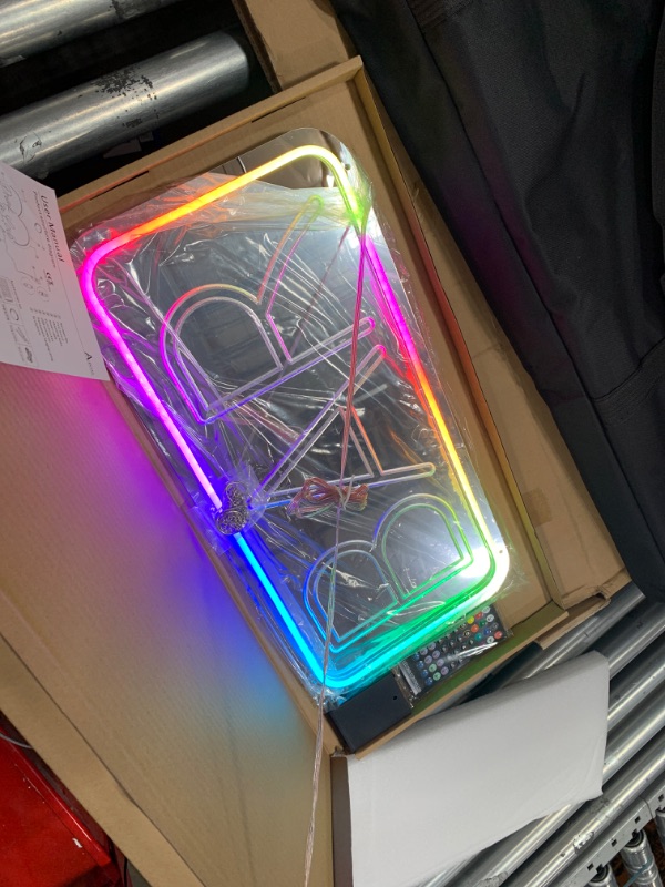 Photo 1 of BRILLIHOOD Portable Pop-Up Bar Table with Mirrored BAR Neon Sign, Music Sync Bar Table, LED Bar Sign & Table for Outdoor, Patio, Party, Picnic, Entertaining, Include Storage Shelf, Removable Skirt 38.98 Inch / 1-Tier Neon Sign-BAR