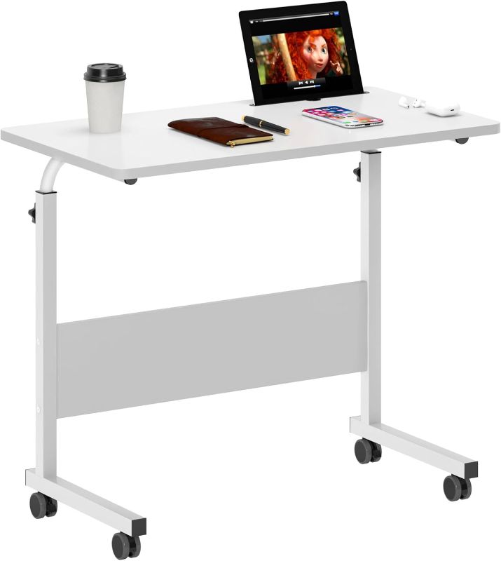 Photo 1 of  RED Rolling Laptop Desk Cart Height Adjustable, 31.5 inches Mobile Sofa Side Table with Tablet Slot, Portable Standing Laptop Table Desk, Small C Table for Sofa Couch Bed 