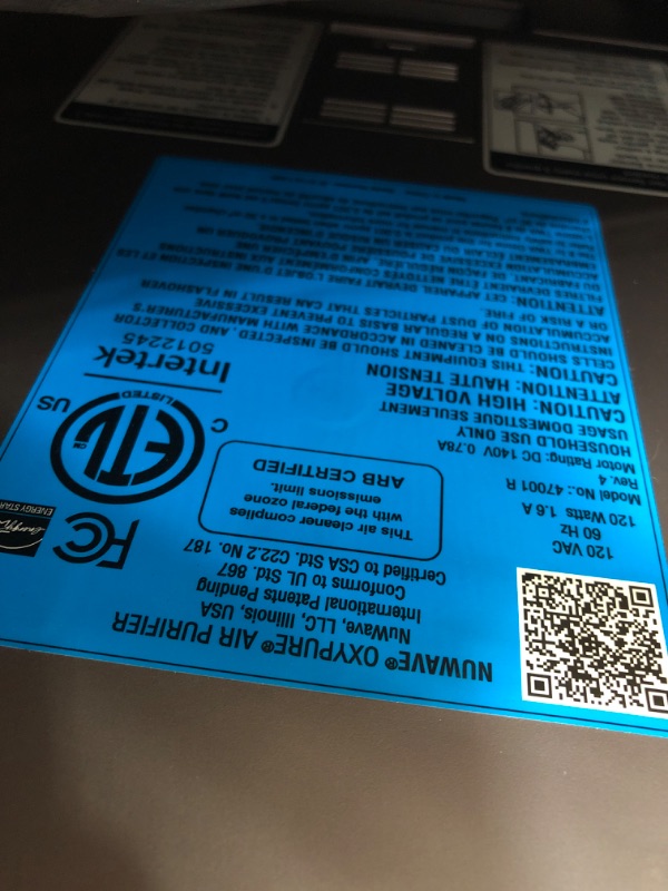 Photo 8 of ***HEAVILY USED AND DIRTY - POWERS ON - UNABLE TO TEST FURTHER - SEE PICTURES***
Nuwave Oxypure Ultra Clean Air Purifiers for Extra Large Room, Office, 5 Stage Filtration System with 4 Extra HEPA/Carbon Filters, Remove 100% of Dust, Pet Dander, Odors, Pol