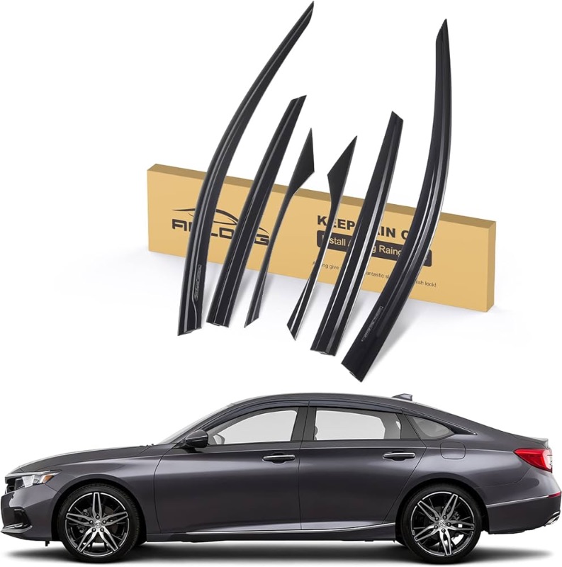 Photo 1 of Aclong  Rain Guards Fit for Honda Accord 2018 2019 2020 2021 2022 Tape-On Side Shatterproof Window Visor, Window Deflectors, Vent Deflectors, 6-Piece Set