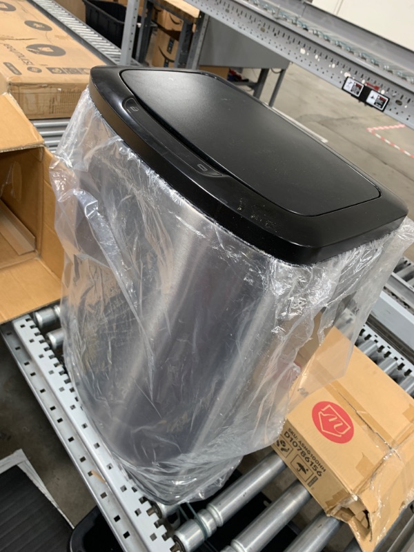 Photo 2 of *BAG NOT INCLUDED* EKO Mirage-X 47 Liter / 12.4 Gallon Touchless Rectangular Motion Sensor Trash Can with Removable Liner, Brushed Stainless Steel Finish 47 Liter with Liner