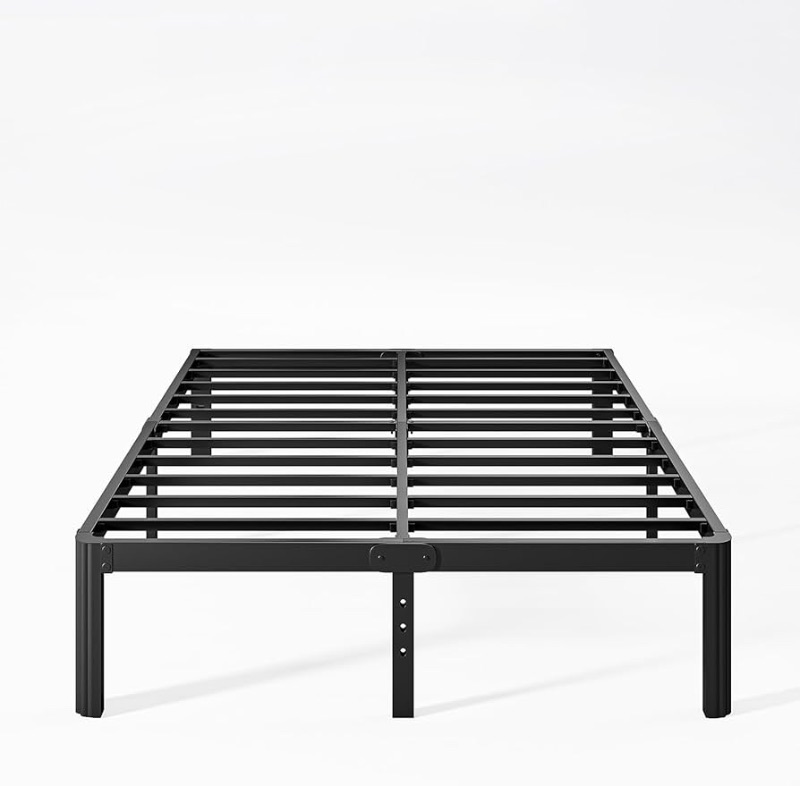 Photo 1 of 12 Inch High Full Size Bed Frame No Box Spring Needed, Full Bed Frame Metal with Round Edge, Easy Assembly, Heavy Duty, Black