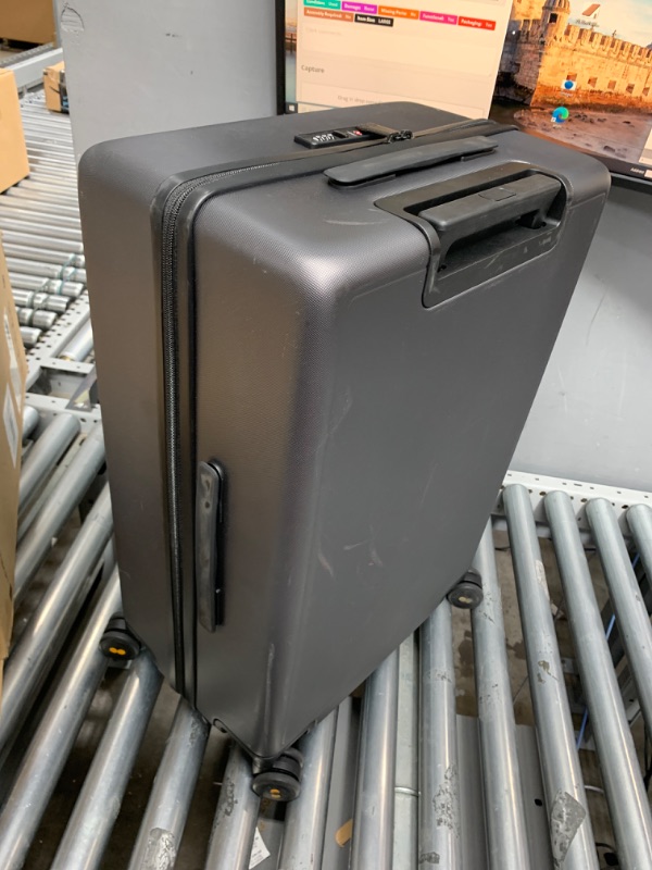 Photo 3 of ***USED - COVERED IN SCRATCHES - SEE PICTURES - DEFAULT CODE IS 0-0-0***
LEVEL8 Checked Luggage 24 inch, Large Suitcase with Wheels, Lightweight Luminous Textured Tsa Approved Medium Hardside Luggage with 8 Spinner Wheels, 24-Inch Checked-In,Dark Grey