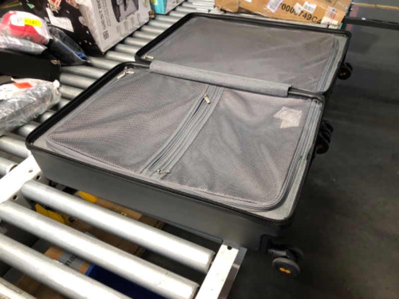 Photo 6 of ***USED - COVERED IN SCRATCHES - SEE PICTURES - DEFAULT CODE IS 0-0-0***
LEVEL8 Checked Luggage 24 inch, Large Suitcase with Wheels, Lightweight Luminous Textured Tsa Approved Medium Hardside Luggage with 8 Spinner Wheels, 24-Inch Checked-In,Dark Grey