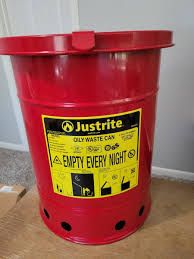 Photo 1 of 6 Gallon, Oily Waste Can, Hand-Operated Cover, Red - 09110
