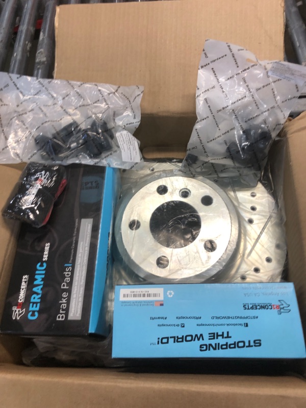 Photo 2 of **partial set** R1 Concepts Front Rear Brakes and Rotors Kit |Front Rear Brake Pads| Brake Rotors and Pads| Ceramic Brake Pads and Rotors |Hardware Kit|fits 2014-2015 BMW 328i