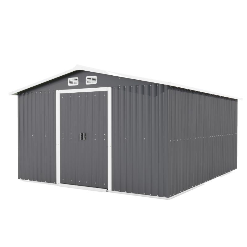 Photo 1 of **partial set box 2 of 3 only ***10FT x 12FT Outdoor Metal Storage Shed,Tool Shed Storage House with Lockable Door for Garden, Backyard, Patio Gray