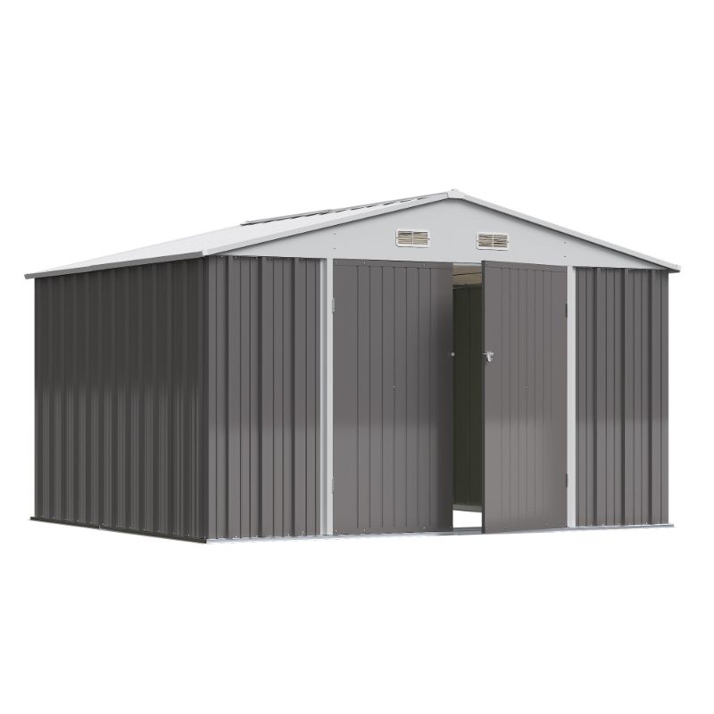 Photo 1 of **partial set** 8'x10' Patio Metal Storage Shed Outdoor Storage Shed with Lockable Door Tool Storage Shed for Backyard,Gray