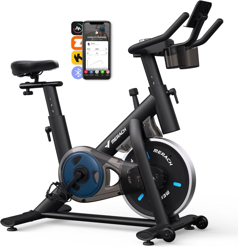 Photo 1 of 
MERACH Exercise Bike, Brake Pad Stationary Bike with Exclusive App, Low Noise Indoor Cycling Bike with 270lbs Weight Capacity, Tablet Mount and Fitness...