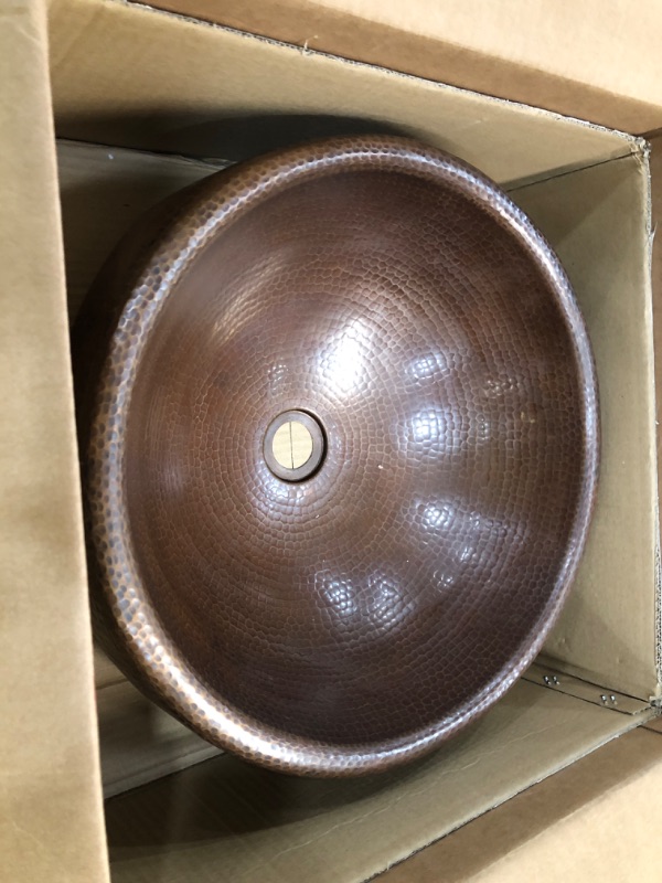 Photo 1 of 15" Round Copper Bath Sink Drop In or Vessel Pop-Up Drain Included