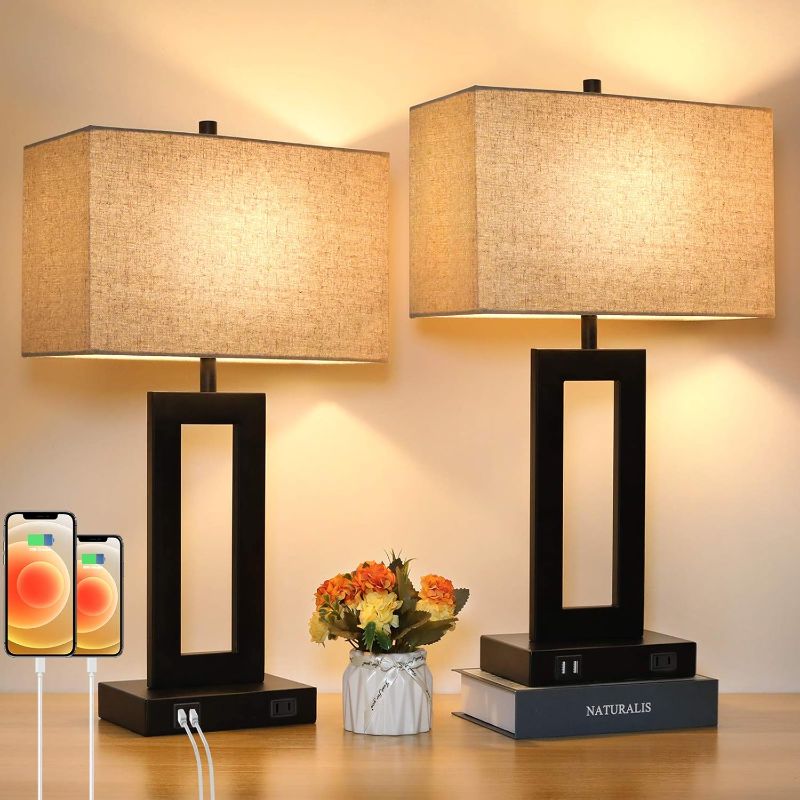 Photo 1 of 22’’ Tall Set of 2 Touch Control Table Lamp w. 2 USB Ports