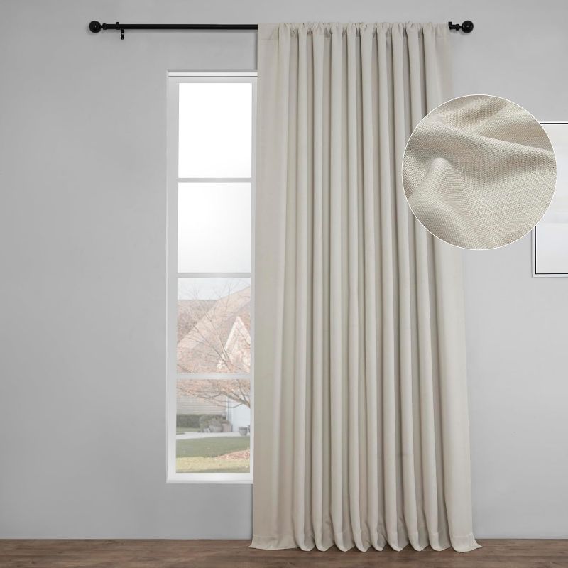 Photo 1 of (READ FULL POST) HPD Half Price Drapes Faux Linen Textured Room Darkening Curtains for Bedroom 120 Inches Long (1 Panel), 50W X 120L Curtains for Living Room Home Decor, Birch
