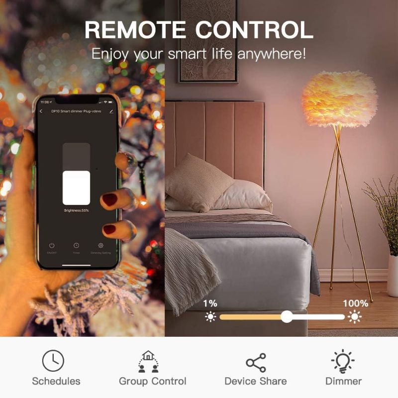 Photo 4 of (READ FULL POST) TREATLIFE Smart Dimmer Plug Outdoor Smart Plug Works with Alexa and Google Home, Light Dimmer APP Remote Control, Max Power 400W, IP44 for Dimmable Outdoor String Lights, Floor Lamp, Table Lamp