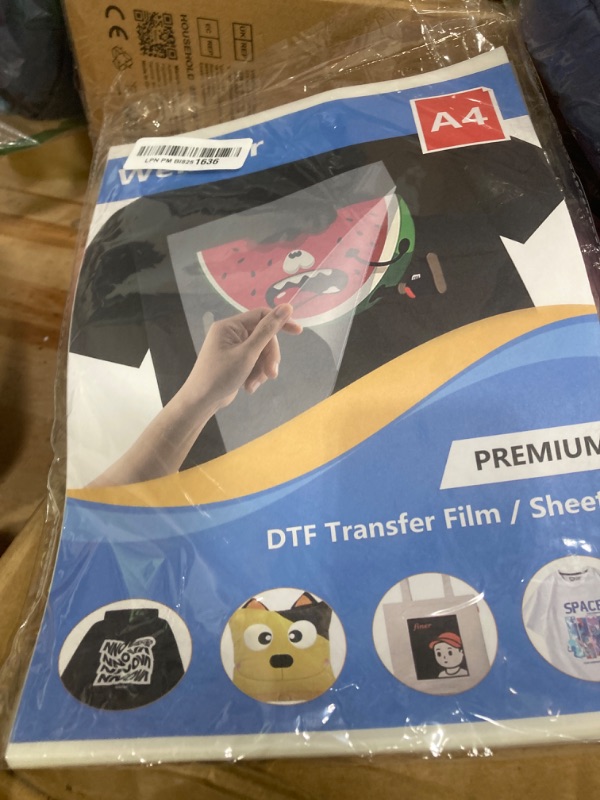 Photo 2 of 100 Sheets DTF Transfer Film Paper A4 Double Sided Thick Clear Pretreat Sheets, PET Heat Transfer Paper for Epson Inkjet Printer DTG Printer Direct Print On T Shirts Textile