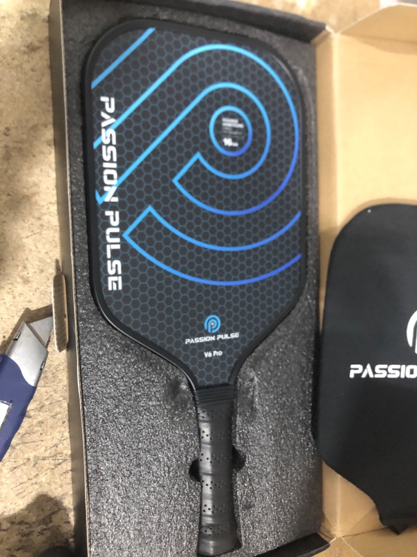 Photo 3 of 2024 Pickleball Paddle,Raw Carbon Fiber Surface?CFS? 16mm High Grit & Spin, V6 Pro Pickleball Rackets Designed for Ultimate Spin & Consistency- Includes Paddle Cover?Black&Blue?