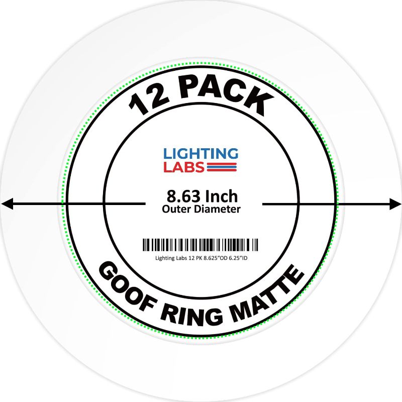 Photo 1 of 12 Pack Matte White Goof Trim Ring for 8" Inch Recessed Can Lighting Down Light, Outer Diameter 8.6 Inches, Inner Diameter 6.2 Inches
