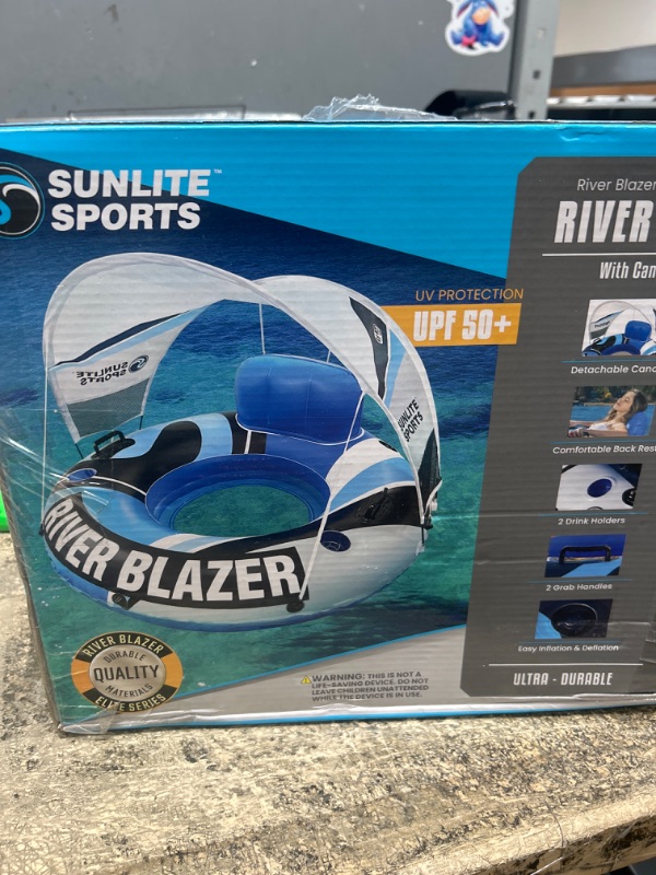 Photo 2 of 2024 New & Upgraded Sunlite Sports Heavy Duty River Tube Inflatable, Premium Water Float to Lounge Above Lake and River, Outdoor Water Raft Sport Fun, Recreational Use