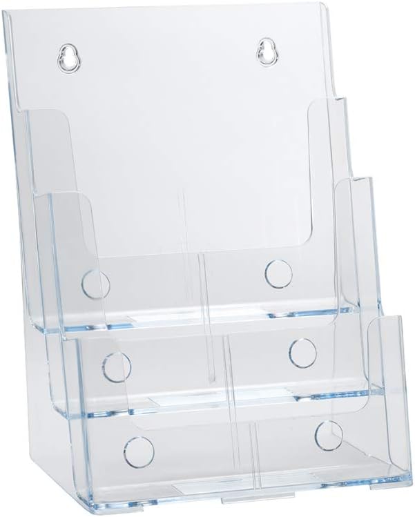 Photo 1 of (READ FULL POST) Azar Displays 252378, Brochure Holder, Acrylic Desk Organizer, Three Tier Document, Magazine & Sign Holder, Wall Mount Desk Accessories, Literature Display Stand, Divider for 4" Pamphlets, 8.5"x11"

