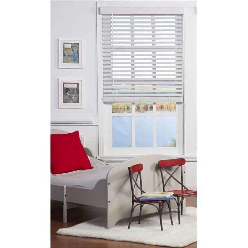 Photo 1 of 2 in. Cordless Faux Wood Blind White - 22.5 x 72 in.