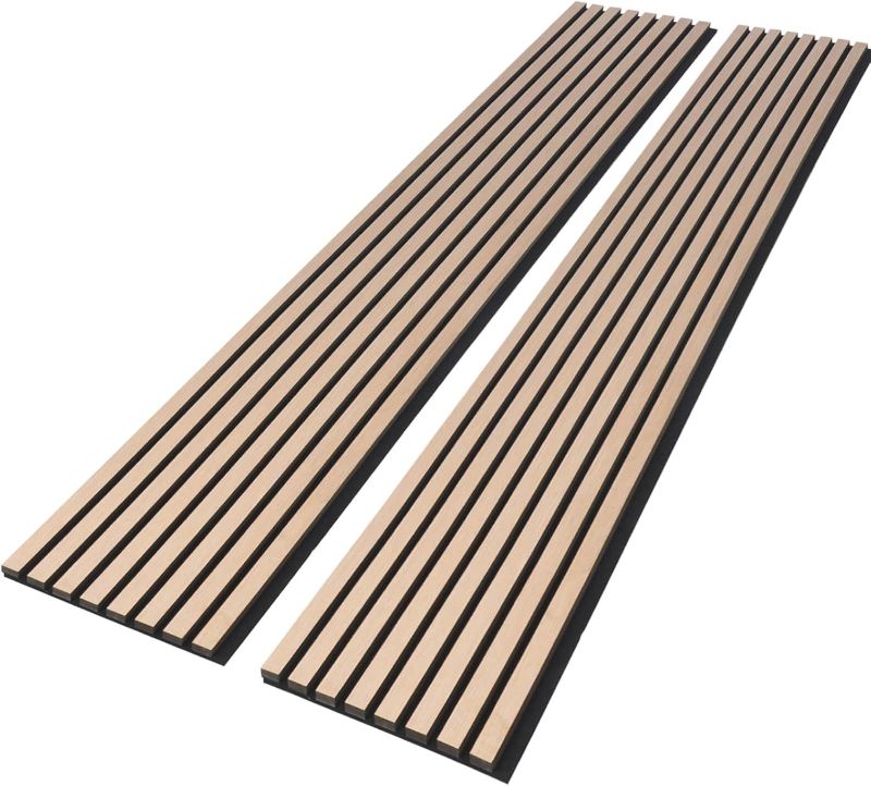 Photo 1 of Acoustic Wood Slat Wall Panels - Modern Wood Panels for Wall, 3D Fluted Sound Absorbing Panel with Wood Finish