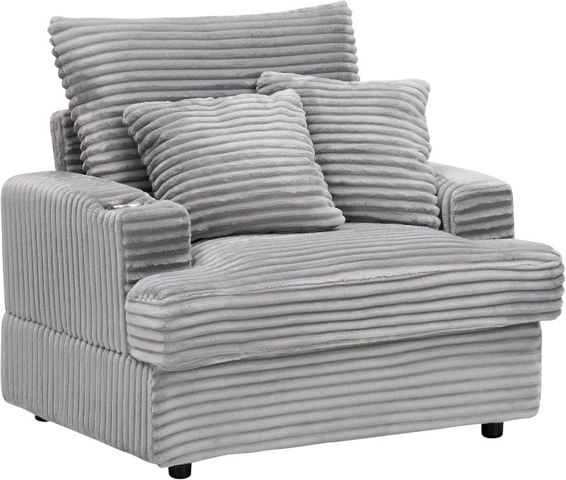 Photo 1 of Ball & Cast 39",Corduroy Upholstered Comfy Sofa Gray