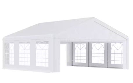 Photo 1 of 20 ft. x 20 ft. White Wedding Tent and Carport, Portable Garage with Removable Sidewalls, Large Outdoor Canopy