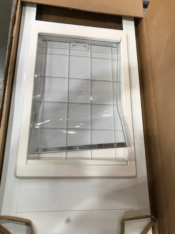 Photo 2 of 10.5 in. x 15 in. Large White Pet and Dog Patio Door Insert for 77.6 in. to 80.4 in. Aluminum Sliding Glass Door