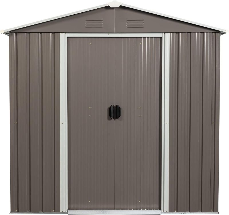 Photo 1 of 6ft x 5ft Outdoor Metal Storage Shed, Outdoor Storage Shed Clearance with Lockable Door Metal Garden Shed Steel Storage House Waterproof Tool Shed for Backyard Patio Lawn Garden Gray