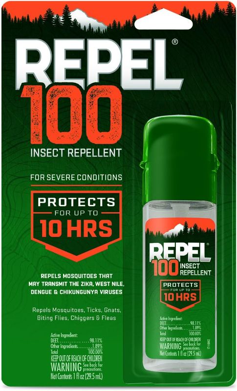 Photo 1 of 
Repel 100 Insect Repellent, Repels Mosquitos, Ticks and Gnats, For Severe Conditions, Protects For Up To 10 Hours, 98% DEET (Pump Spray) 1 fl Ounce