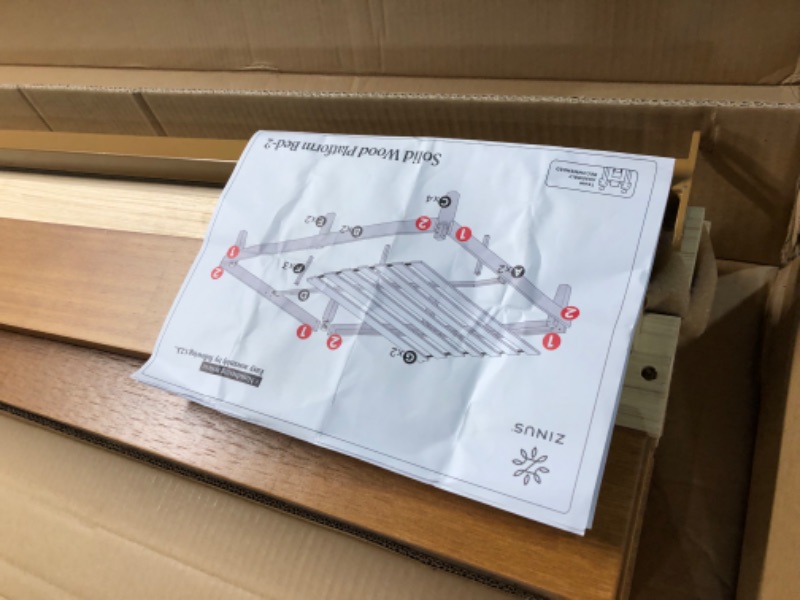 Photo 3 of ***NONREFUNDABLE - THIS SALE FINAL -  PARTS ONLY - SEE COMMENTS***
ZINUS Alexia Wood Platform Bed Frame, Solid Wood Foundation, No Box Spring Needed, Wood Slat Support, Easy Assembly, Rustic Pine, Queen
