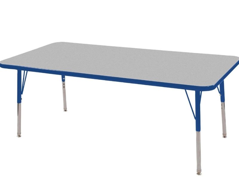 Photo 1 of  Commercial Furniture Adjustable Height Classroom Activity Table for Kids & Adults, Rectangular Activity Table for School and Home, 30" D x 60" W x 30" H, Gray/Blue
