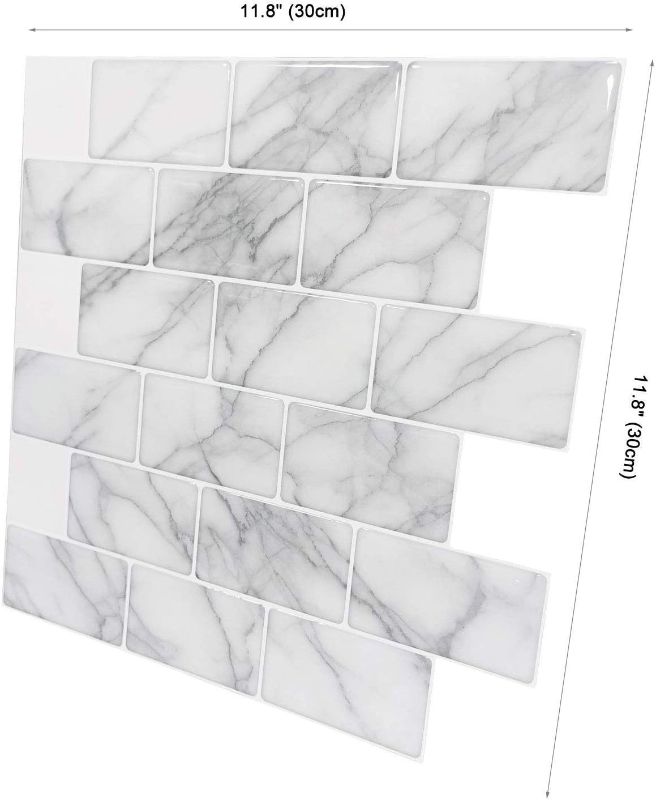 Photo 1 of (READ FULL POST) Art3d 10-Sheets Peel and Stick Backsplash Tile for Kitchen (12"x12", Grey Marble) (A17053P10)